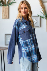 Oh Plaid Button Up Long Sleeve Shacket with Breast Pockets OutfitFlow